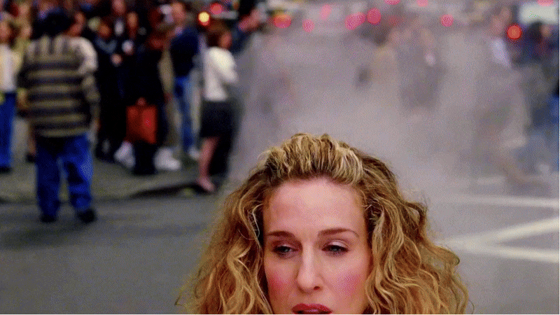Carrie's walk and outfit through NYC gets ruined by water