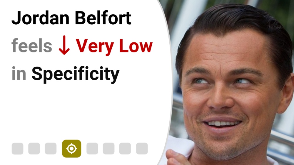 Jordan Belfort feels Very Low in Specificity
