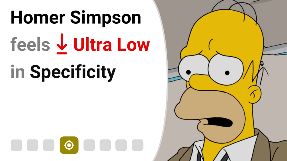 Homer Simpson feels Ultra Low in Specificity