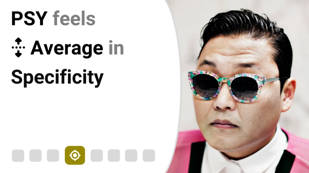 Psy feels Average in Specificity
