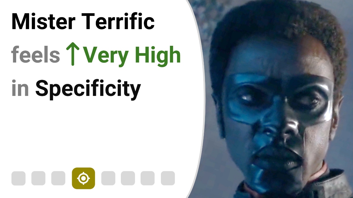 Mister Terrific feels Very High in Specificity